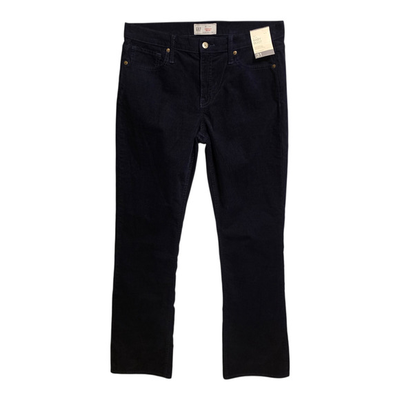 Gap Baby Boot Mid Rise Corduroy Pants Womens 12L Navy High Stretch Academia NWT - Picture 1 of 14